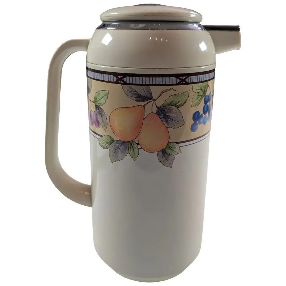 Vintage Mikasa Intaglio Garden Harvest Thermal Carafe 1 Liter Fruit 10.5